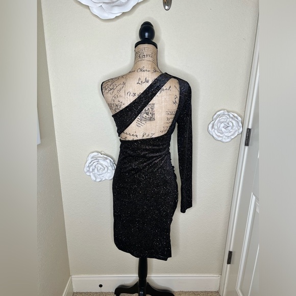 Gianni Bini Multi Colored Glitter Embellished Velvet Ruched Dress Sz 11 - Picture 9 of 16